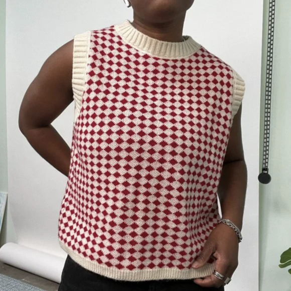 Printed Knit Sweater Vests